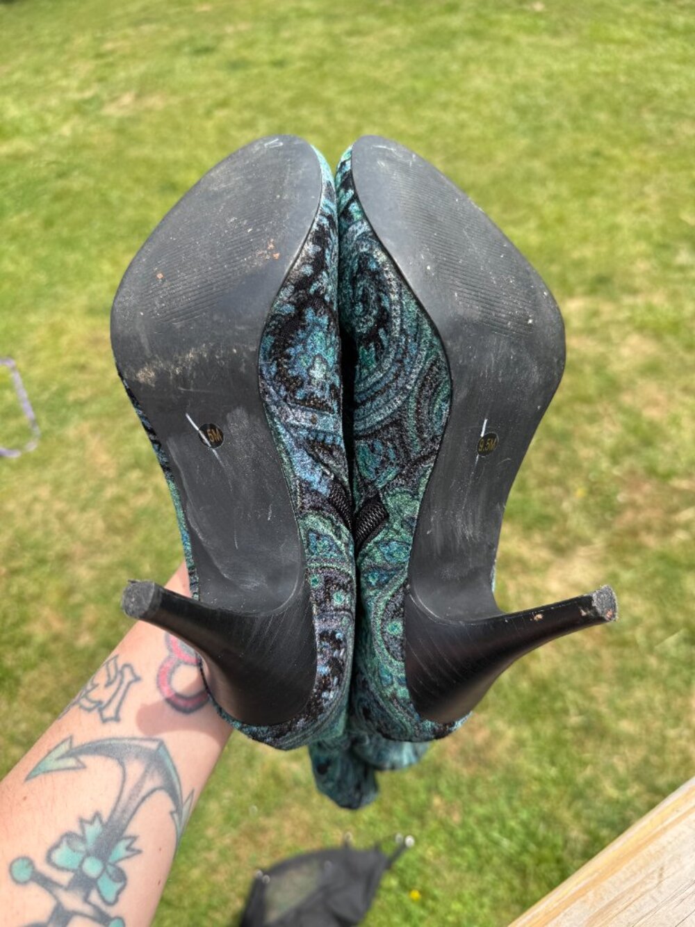 Paisley Knee High Heels sz9.5 Y2K Boho Glam Coquette Festival Boots 3584 - Picture 11 of 14